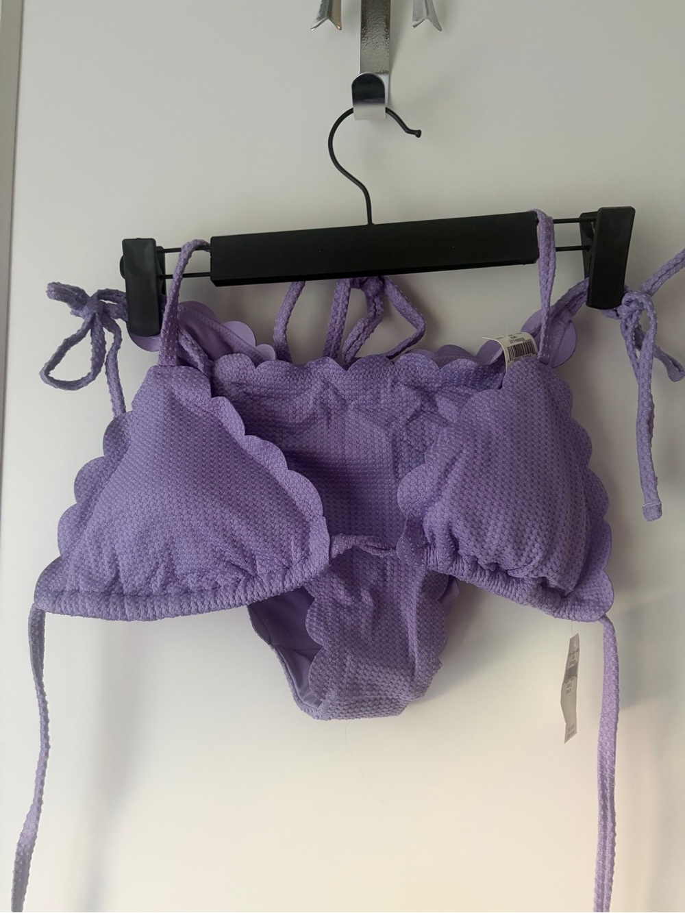 aerie Lilac Scallop Edge Textured Tie Bikini Set - S - NWT. Feminine glam